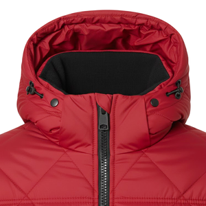 Veste matelassée rouge pour homme, coupe bomber, à capuche, pour l'hiver, avec poignets côtelés, poches zippées, imperméable, streetwear, parka - Product Image 6
