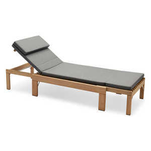 Chaise longue en bois réglable avec matelas rembourré épais et dossier multi-positions - Product Image 6
