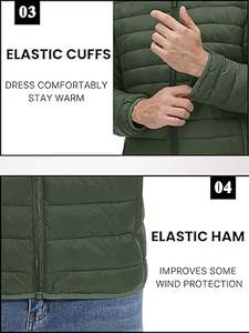 Chaqueta acolchada de invierno para hombre de diseño personalizado con cuello con capucha y cierre de cremallera servicio OEM chaqueta de calle exterior para hombre - Product Image 3