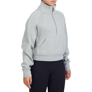 Sudadera con capucha de media cremallera para mujer, de algodón y poliéster, a prueba de viento, transpirable, estilo casual y moderno, tallas grandes, ideal para invierno. ¡Venta caliente! - Product Image 3