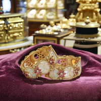 Bracelets indiens traditionnels ethniques à la mode en laiton plaqué or cuivre antique, motif floral en zircon et imitation perle, pour mariage