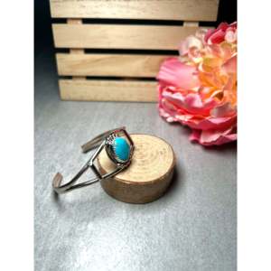 Navajo Handmade Kingman Turquoise & Sterling <b>Silver</b> <b>Cuff</b> <b>Bracelet</b> Cultural Collectible Jewelry - Product Image 2