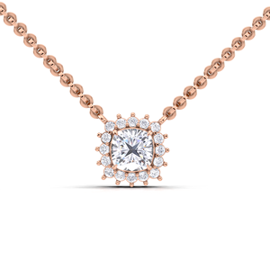 IGI Certified Lab Grown Diamond Cushion Cut Halo Pendant in 14K White / Yellow & Rose Gold Luxury Cluster Design - Product Image 1