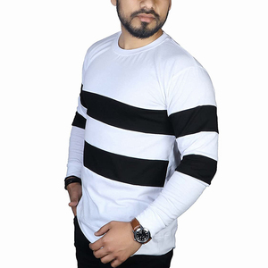 Magliette da <span class=keywords><strong>uomo</strong></span> in cotone 100% con Design a maniche lunghe colore bianco e nero con Logo personalizzato - Product Image 5