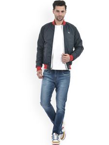 Blouson d'aviateur en jean personnalisé hiver chaud style rue principale lettre motif coupe-vent chauffant broderie Durable vente en gros pour hommes - Product Image 5