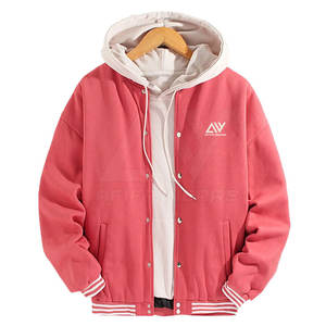 Matériel durable surdimensionné confortable de veste de Letterman d'université des hommes avec le style de rue élevée de col montant - Product Image 1