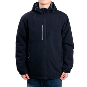 Sweat à capuche coupe-vent 100% coton pour hommes, respirant et à séchage rapide, avec col montant, imperméable et surdimensionné, fermeture éclair complète - Product Image 1