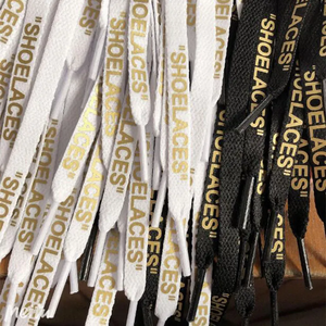 Lacets plats pour chaussures 120 <span class=keywords><strong>140</strong></span> 160 <span class=keywords><strong>cm</strong></span>, motif lettres colorées en dentelle 8mm, imprimé double face « SHOELACES », noir et <span class=keywords><strong>blanc</strong></span> - Product Image 3