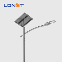Lampadaire Solaire LED à Panneau Monocristallin, Poteau en Acier Q235, Indice de Protection IP66, Angle Réglable, Contrôle par Capteur, Utilisation Routière