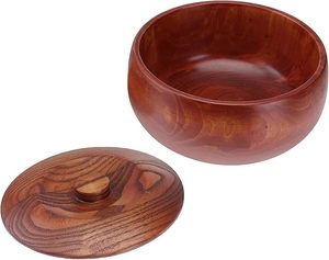 Large Hand-Crafted Round Wooden Salad Bowl with Unique Wood Grain Pattern Vibrant Natural Colors - Product Image 5