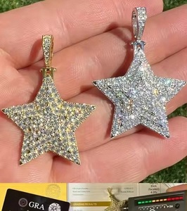 Unisex Moissanite Iced Out Super Star Solid 925 Sterling Silver Fine Jewelry Colgantes & Charms Passes Diamond Tester - Product Image 2