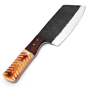 Cuchillo de cocina profesional de acero al carbono, cuchillo de carnicero forjado a mano con Funda de cuero para chefs - Product Image 2