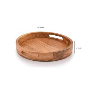 Plateau de service rond en bambou naturel pour dîners, présentoir à fromages, charcuterie et vins - Product Image 5