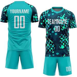 Maillot de football 100% polyester toutes saisons de haute qualité avec logo personnalisé, tailles plus grandes, respirant, nom de l'équipe, couleurs personnalisées, col en V - Product Image 2