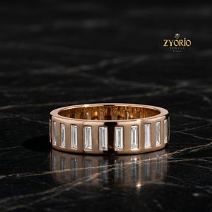 Anillo de Eternidad de Plata de Ley 925 con Corte Baguette, Anillo de Boda con Diamantes de Banda Completa, Banda Minimalista Apilable - Product Image 4