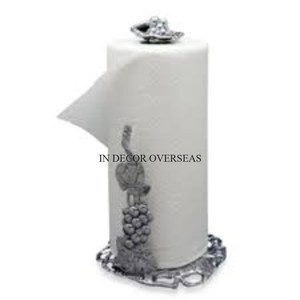 Porte-serviettes en papier à texture martelée polie argentée de qualité supérieure avec créateur floral de couleur noire - Product Image 2