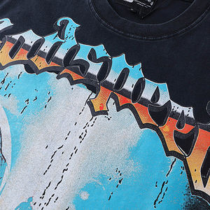 Camiseta de alta calidad para hombre, diseño de moda, agua de lavado, negro, Hip Hop, camisetas de algodón de peso pesado, camisetas gráficas para hombre - Product Image 4