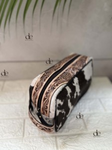 Organisateur de toilette en cuir taillé à la main Kit de rasage hommes femmes sacs cosmétiques de voyage sacs de maquillage en cuir de vachette - Product Image 3