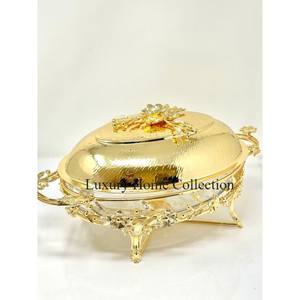 Plato de olla caliente moderno de lujo de diseñador para calentar alimentos cobre hecho con mango de forma larga y tapa decorativa de aluminio fundido - Product Image 4