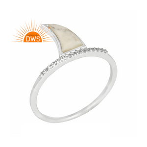 Best Selling Fine Sterling Silver Natural <b>Cz</b> And Howlite Gemstone Stackable <b>Ring</b> Jewelry For Women Gift For Her - Product Image 1