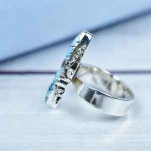 Bague réglable en argent sterling turquoise Golden Hill faite à la main pour femme - Product Image 5