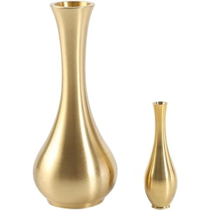 Vase à fleurs en or brossé pour fleurs artificielles et naturelles, vase moderne fait à la main pour l'arrangement floral et la décoration de la maison - Product Image 2