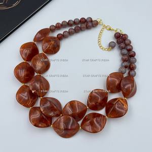 สร้อยคอแฟนซีสั้นทำด้วยมือทำด้วยมือทำด้วยมือทำด้วยมือสุดหรูสร้อยคอลูกปัดสีส้มแบบหนาสร้อยคอเรซินหลายแบบ - Product Image 3