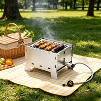 Barbecue portable pliable en acier inoxydable sans fumée, facile à nettoyer, pour camping et extérieur