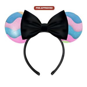 Diadema de Vinilo Negro Pintable con Diseño de Ondas y Lazo, Accesorio para el Cabello para Niños y Niñas, Manualidades de Dibujo DIY, H.E.R. Accesorios Diarios - Product Image 1