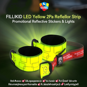 FILLIKID Tiras Reflectantes LED Amarillas 2Pa, Pegatinas y Luces Reflectantes Promocionales - Product Image 3