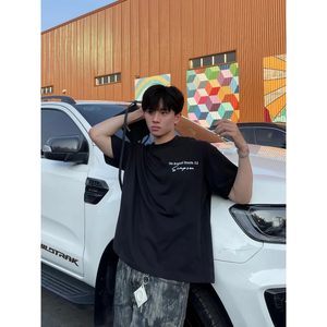 เสื้อยืดชายหญิง boxy TS11ผ้าวาฟเฟิลผ้าฝ้าย100% ปักลายความยาวยาวยาวพิมพ์ลายไซส์ใหญ่เป็นมิตรกับสิ่งแวดล้อม270กรัม - Product Image 2