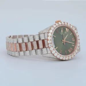 41MM Luxury Stainless Steel Mechanical Watch with Moissanite Diamond Round Case Shape Band Style Watch For Men's - Product Image 3