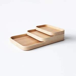 Plateau de service en bois ensemble de trois plateaux gigognes solution de stockage empilable utilitaire multifonctionnel pour chaque ménage - Product Image 4