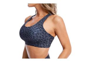 Vêtements de sport pour femmes à imprimé léopard Soutien-gorge de yoga avec leggings dans le dos croisé - Product Image 3