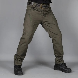 Pantalon cargo décontracté pour homme, multi-poches, séchage rapide, résistant à l'usure, taille mi-haute, logo, 100% coton, style ample - Product Image 6