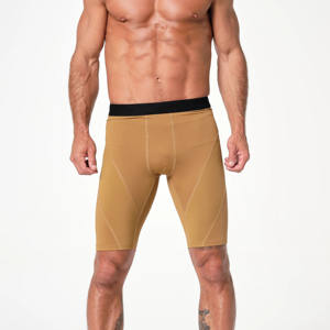 Shorts de compression de fitness à haute élasticité, shorts de compression durables pour hommes, shorts de compression pour l'entraînement, la course à pied, unis, teints en solide - Product Image 1