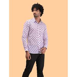 Chemise décontractée pour homme en coton imprimé à manches longues, motifs floraux et à pois sur tissus popeline et oxford, fabrication ODM - Product Image 5