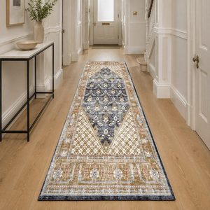 RUGS DEPOT LXDP-0117 Wholesale Terracotta <b>Gold</b> Traditional <b>Medallion</b> Digital Printed Machine Washable Chenille Area Rug Non Slip - Product Image 5