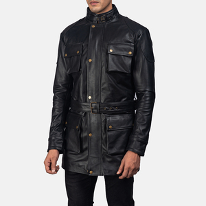 Chaqueta de Cuero Genuino de Grosor Estándar, Cuello Alto, Servicio OEM Personalizado, Impermeable, Transpirable, Ecológica, Estilo Casual Sólido - Product Image 3