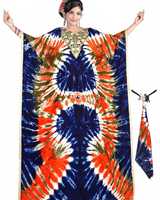 Gaun Panjang A-Line Ramah Lingkungan Gaya Gypsy, Batik Tie Dye Afrika, Kaftan Thailand Retro Hippie Boho Hawaii, Panjang hingga Lutut, Bahamas