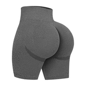Venta al por mayor de ropa de yoga deportiva para mujer Pantalones cortos deportivos de cintura alta sin costuras acanalados de punto Pantalones cortos de Yoga de alta elasticidad - Product Image 5