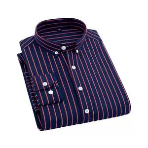 เสื้อเชิ้ตแขนยาวสำหรับผู้ชาย, เสื้อลำลองธุรกิจผ้าฝ้ายทรงหลวมย้อมสี100% - Product Image 3