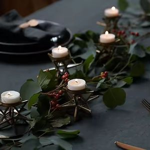 Impresionantes candelabros de luz de té con forma de estrella de Metal dorado y cristal decorativos para decoración de luces de hogar y eventos - Product Image 2