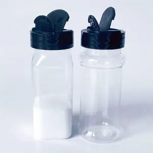 100 ML 3,5 oz Leere klare PET-Kunststoff-Gewürz dose Gewürz pulver behälter Kräuter flasche Mit Shaker Deckel Black Cap Glitter Shaker