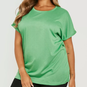 Camiseta de talla grande para mujer, Camiseta 100% algodón Color liso 180 Gsm con Logo OEM personalizado de manga corta con cuello redondo - Product Image 1