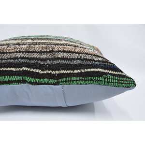 Almohada decorativa lavable extraíble antideslizante de 28x28 pulgadas de lana Multicolor Kantha Patchwork Vintage tejida ecológica - Product Image 5