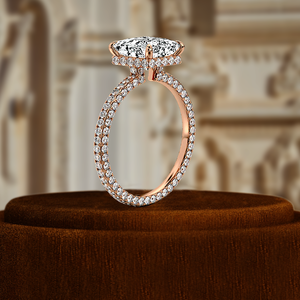 Anillo de Diamante Cultivado en Laboratorio con Certificación IGI de 1 Quilate, Corte Princesa, con Halo Oculto, la Banda del Anillo Está Adornada con Pequeños Diamantes, Anillo de Compromiso - Product Image 4