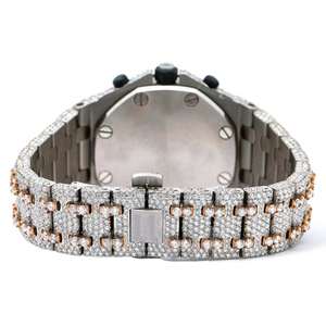 นาฬิกาโครโนกราฟสไตล์ฮิปฮอปสุดหรู ประดับเพชรโมอิสซาไนต์บนหน้าปัดกระจก ตัวเรือนสแตนเลสสตีล สำหรับผู้ชายและผู้หญิง - Product Image 4