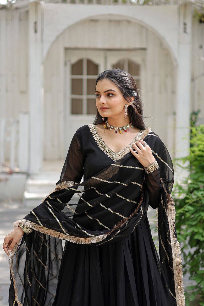 dress diwali festival LONG SLEEVE SEQUIN FLOWER LONG DRESS | CULT MIA