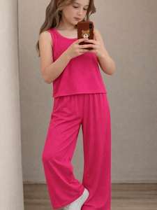 Pantalones Anchos Casuales Cómodos de Pana sin Mangas para Niñas - Product Image 3